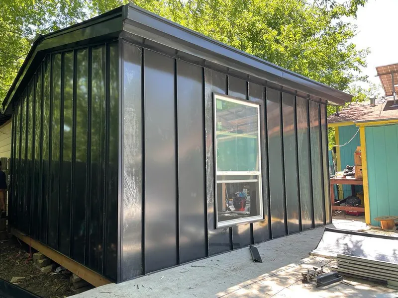 Black standing seam metal wall panels for Metal Roof Installation in Leoni